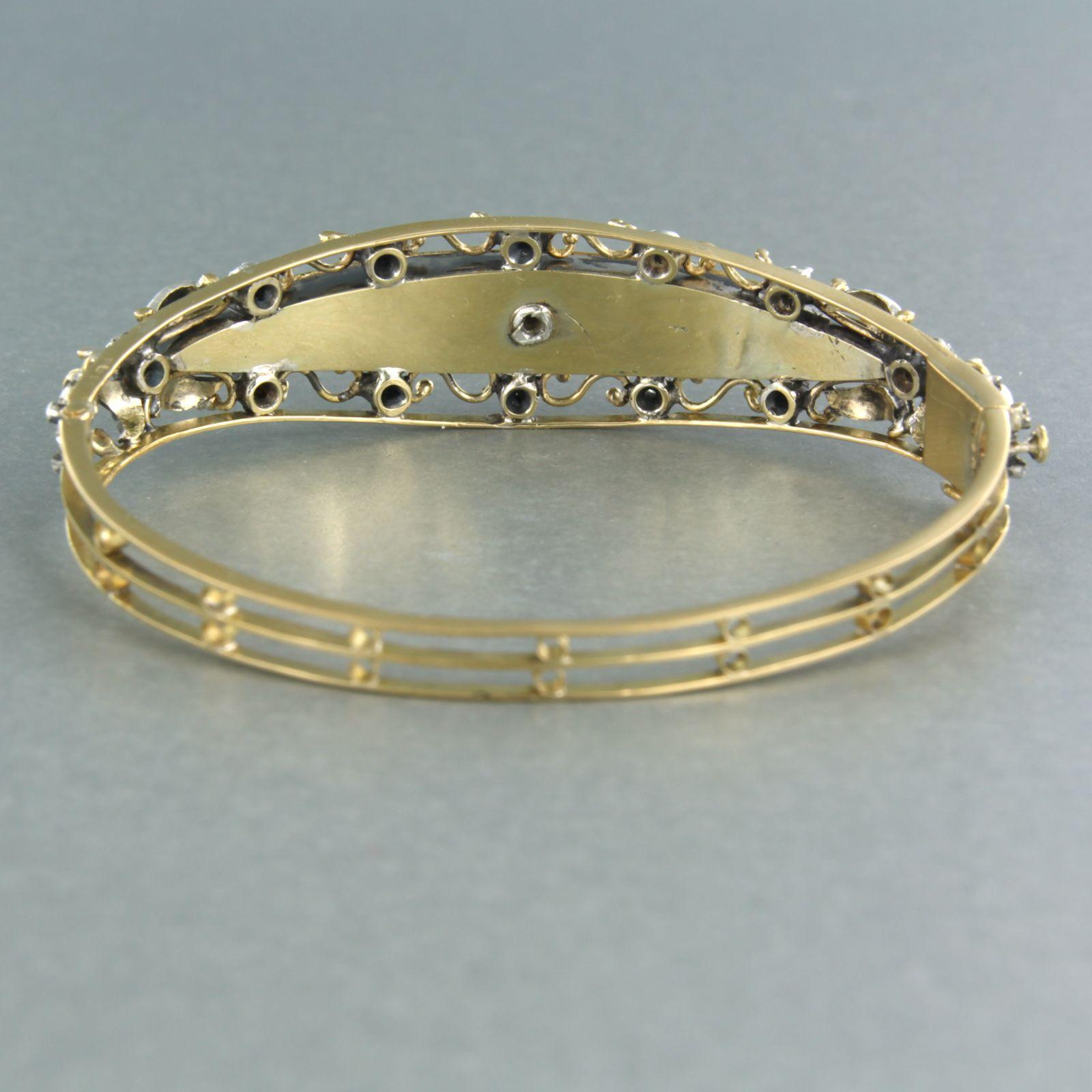 Bracelet with blue enamel and diamonds 18k gold with silver For Sale 1