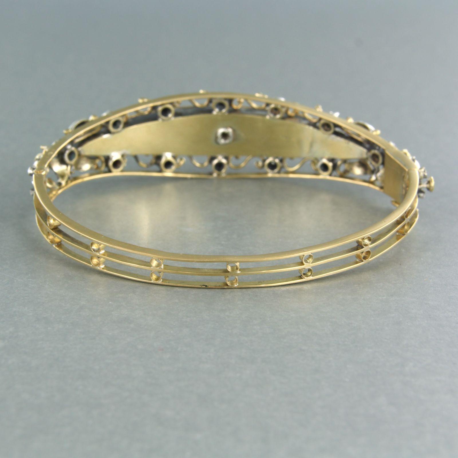 Armband mit blauer Emaille und Diamanten 18k Gold mit Silber im Angebot 2