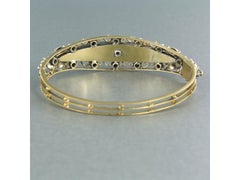 Bracelet with blue enamel and rose cut diamonds 18k gold with silver 21.0 grams