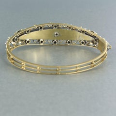 Bracelet avec émail bleu et diamants taillés en rose Or 18k avec argent 21,0 grammes