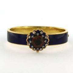 Bracciale con smalto blu, cirtrine e diamanti in oro 18k 32,0 grammi