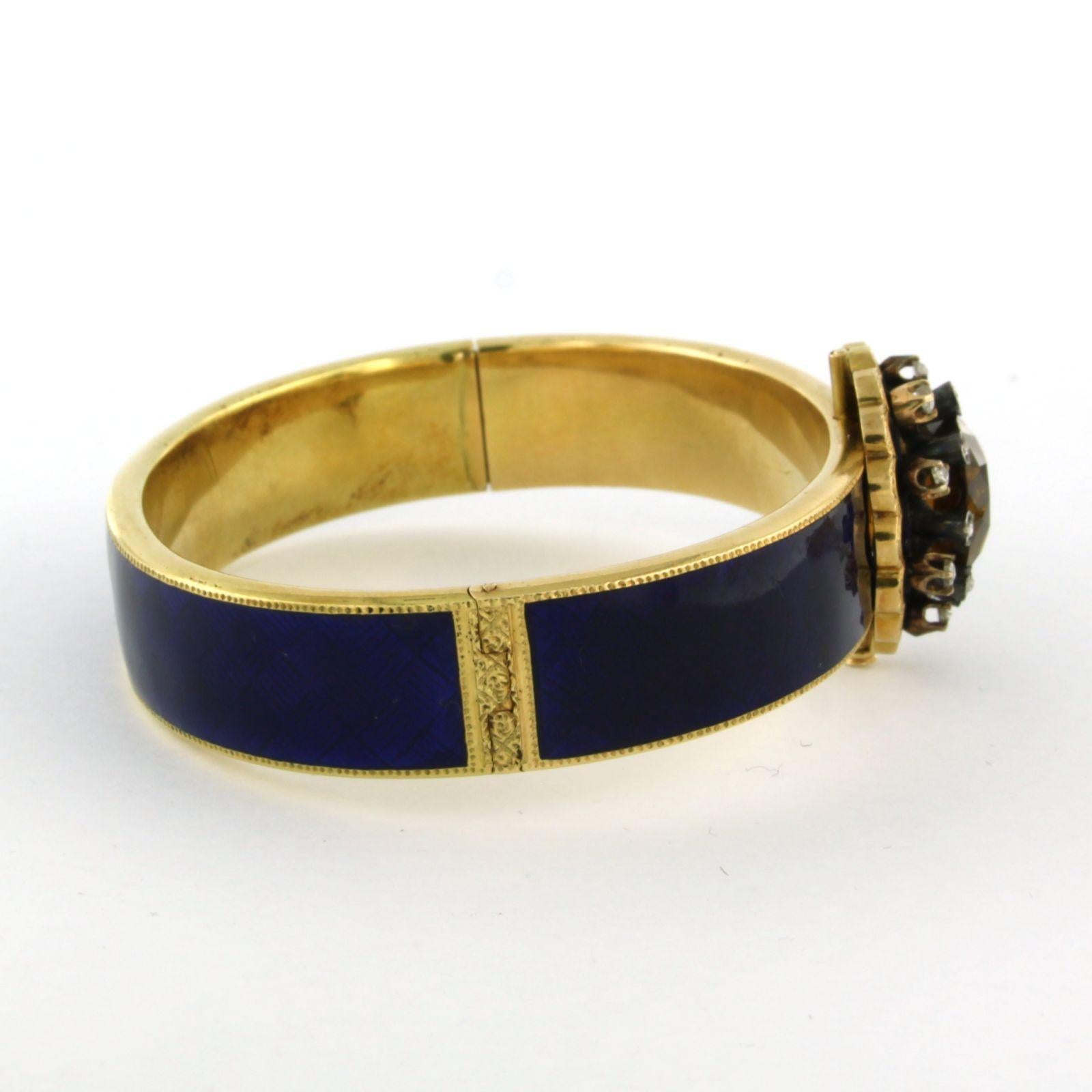 Donna Bracciale con smalto blu, cirtrine e diamanti in oro 18k 32,0 grammi in vendita