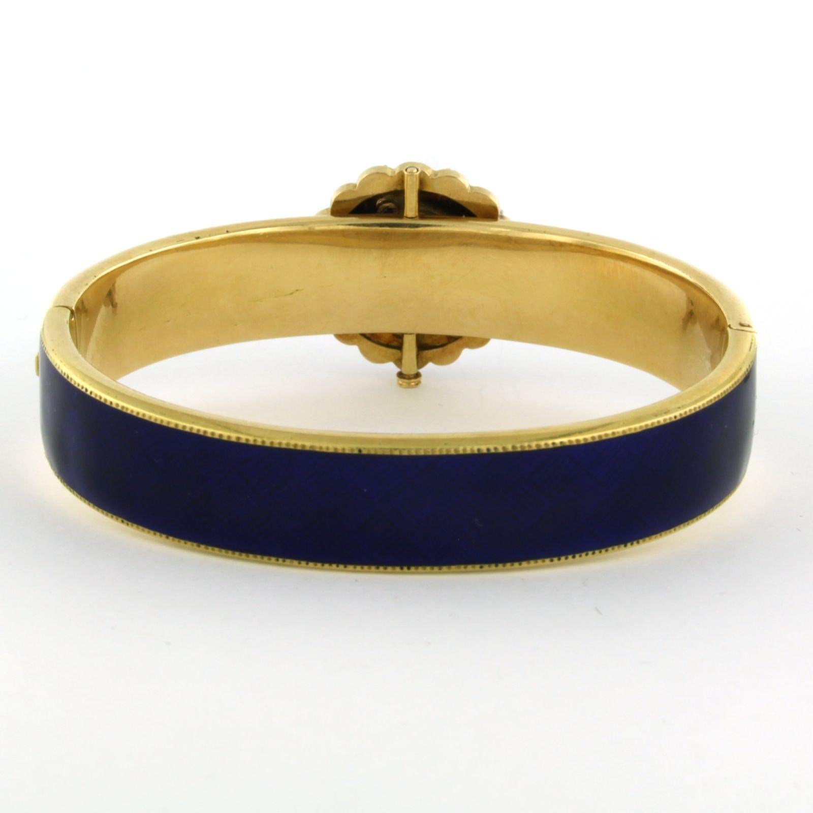 Bracciale con smalto blu, cirtrine e diamanti in oro 18k 32,0 grammi in vendita 1