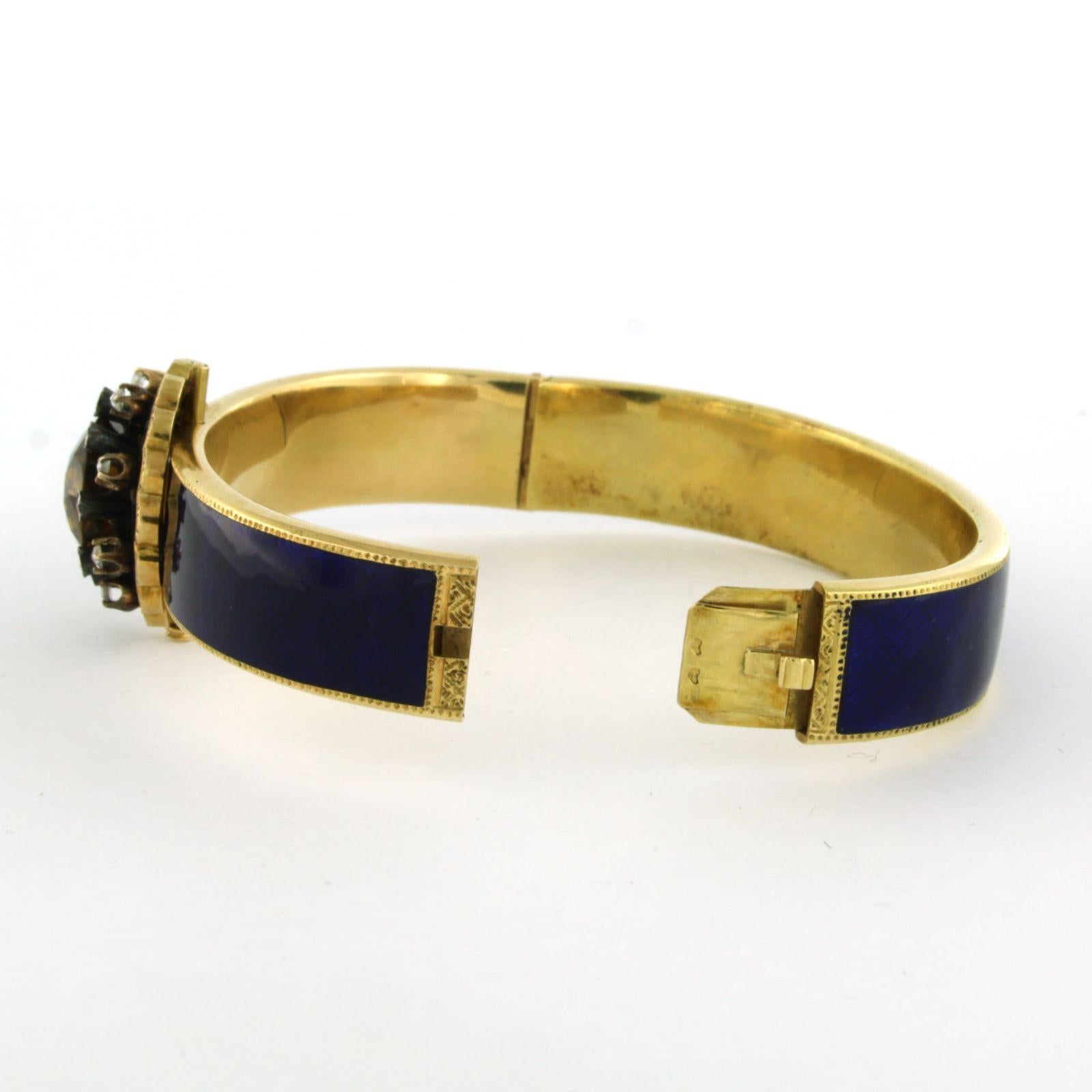 Bracciale con smalto blu, cirtrine e diamanti in oro 18k 32,0 grammi in vendita 2