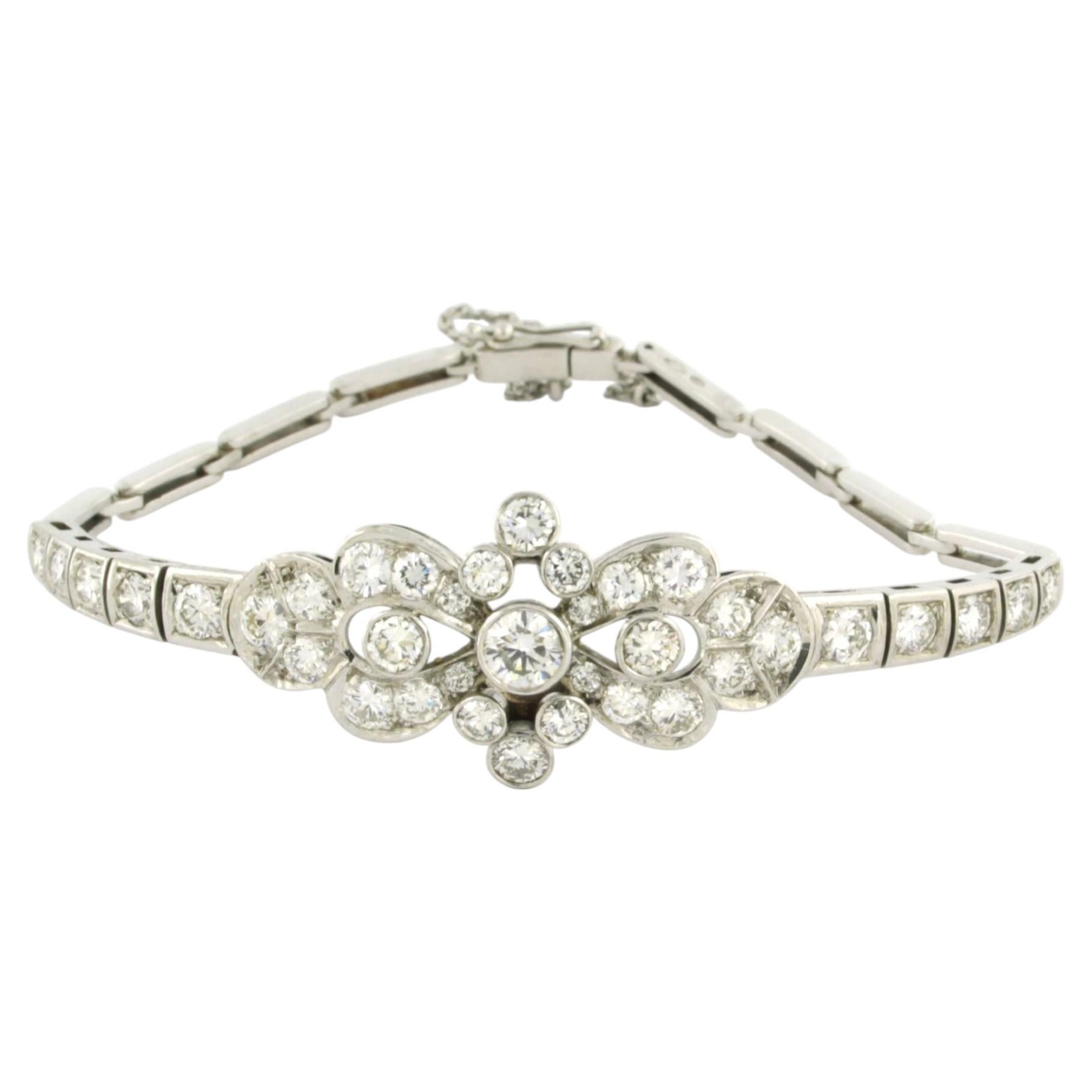 Bracelet with brilliant cut diamonds up to 3.20ct 14k gold 12.7 grams