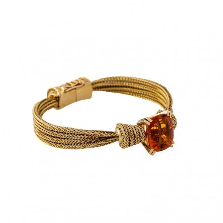 Bracelet Or 14k Cœur Citrine 4.08g - Longueur 16cm, Occasion Remis à Neuf