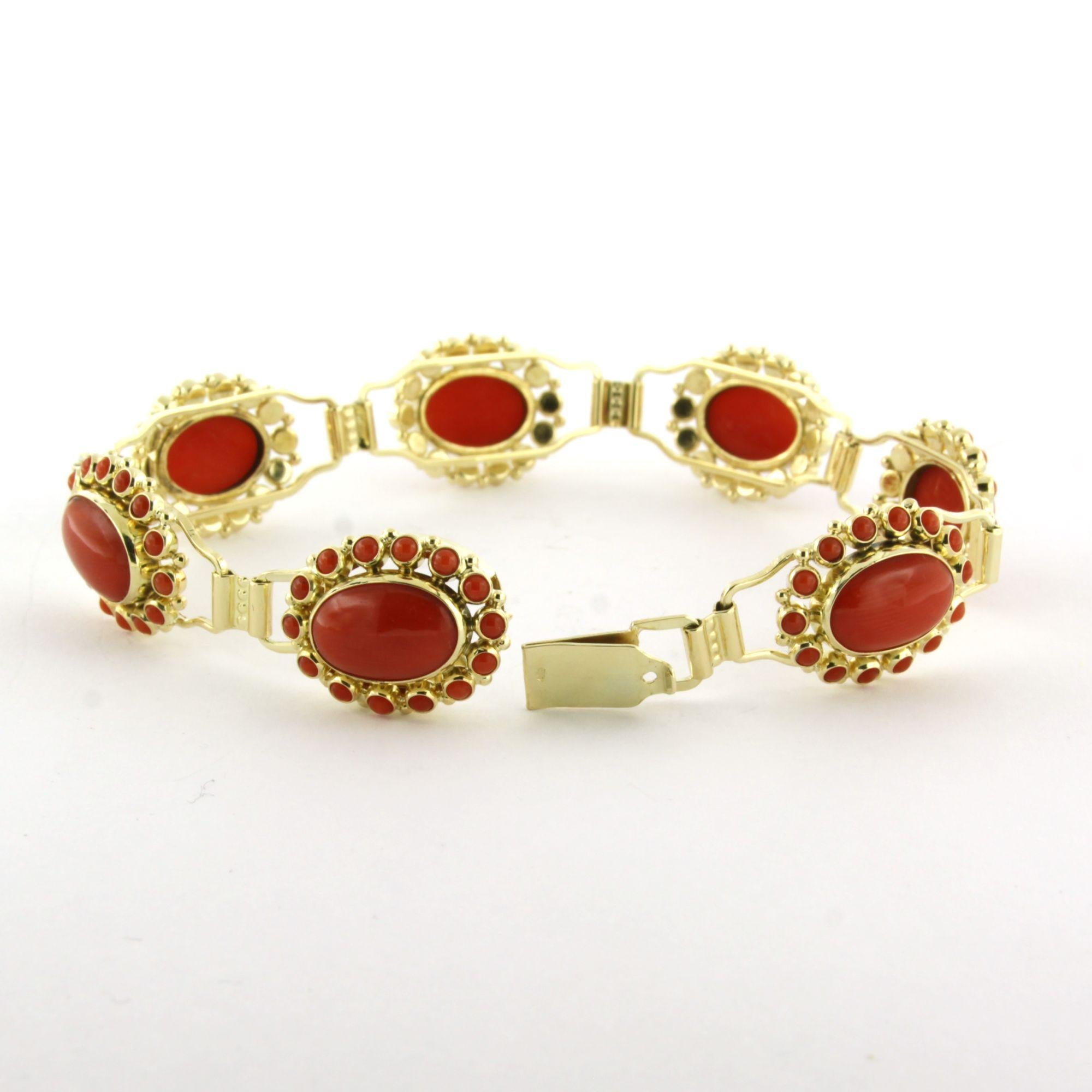 High Victorian Bracelet with coral 14k yellow gold 18.6 grams For Sale