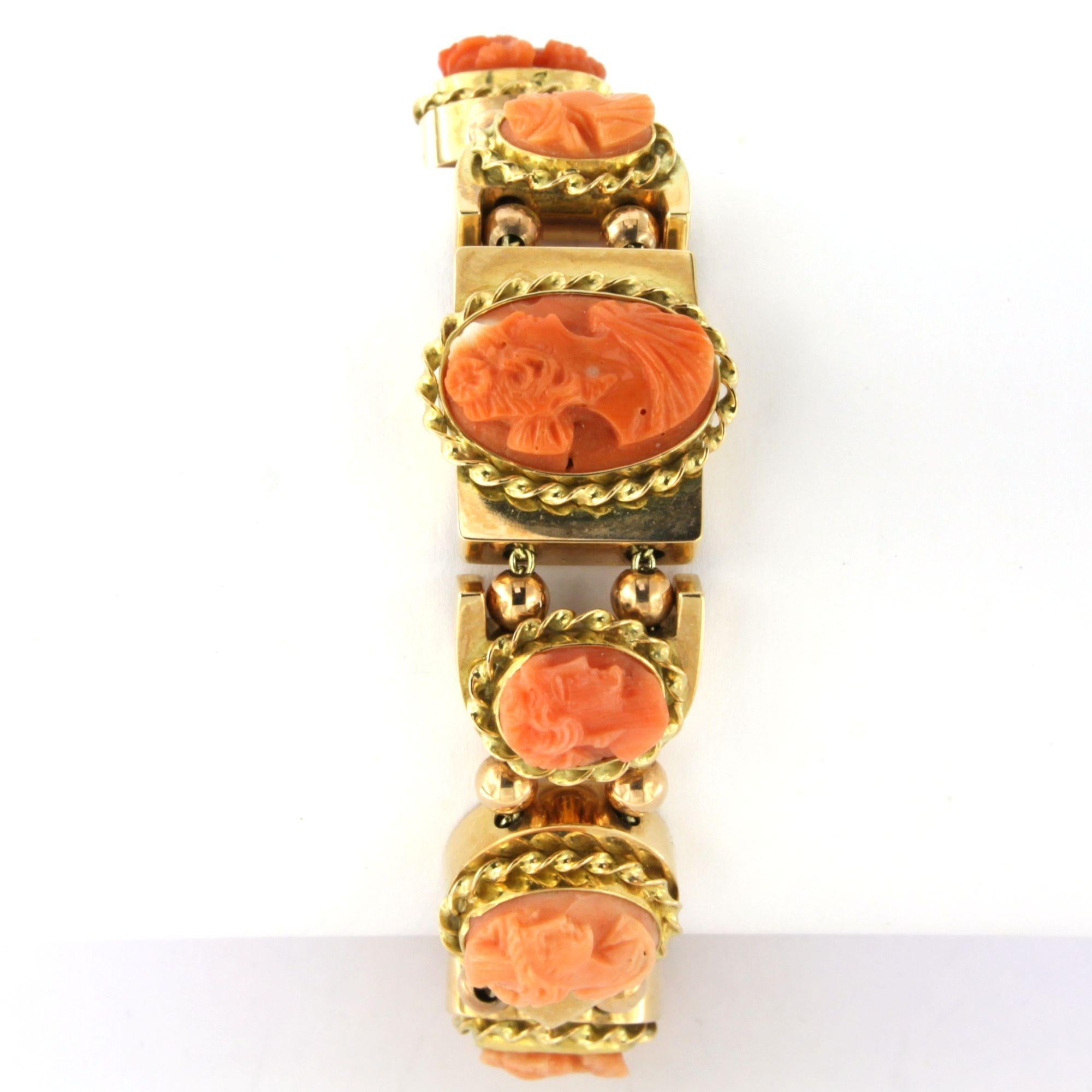 Armband mit geschnitztem Korallenporträt - 14k Gold - 19 cm im Angebot 3