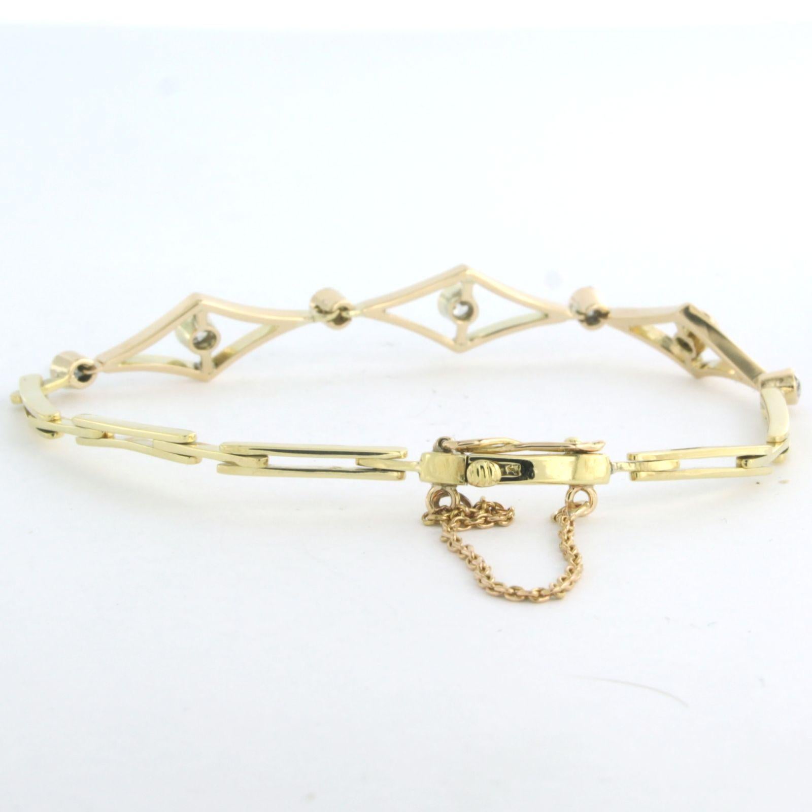 Old Mine Cut Bracelet with diamond 14k yellow gold For Sale