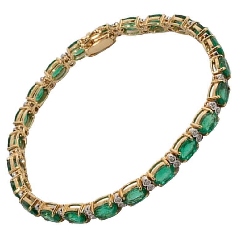 Bracelet with Diamonds and Emeralds, 585 Yellow Gold