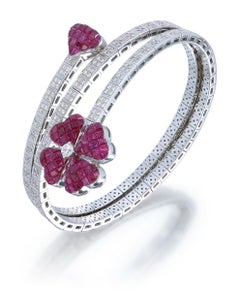 Bracelet with diamonds and invisible set Ruby