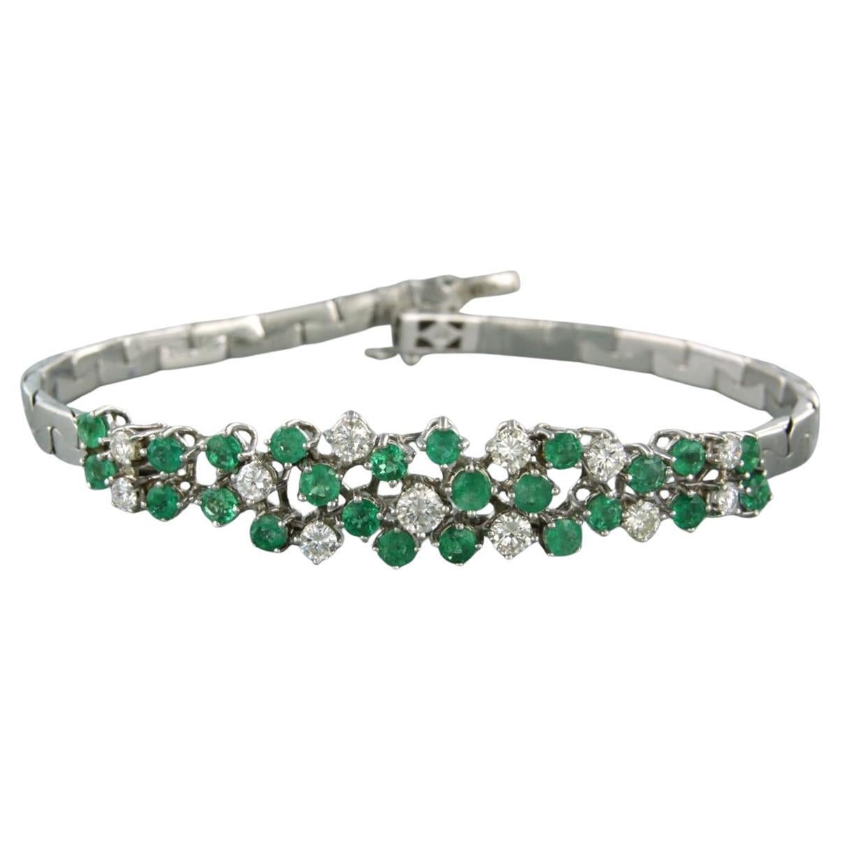 Bracelet with emerald and brilliant cut diamonds up to 1.00ct 20.0 gram 18k gold