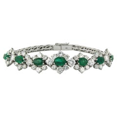 Pulsera con esmeralda y diamantes talla brillante hasta 6,00ct Oro blanco de 18k