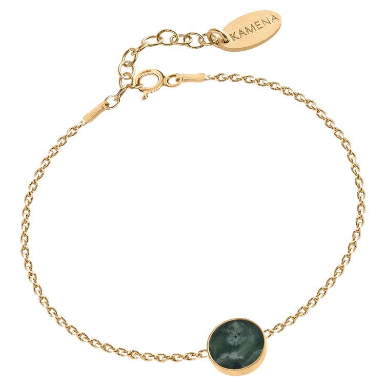 Minimalist bracelet with natural green nephrite jade stone For Sale