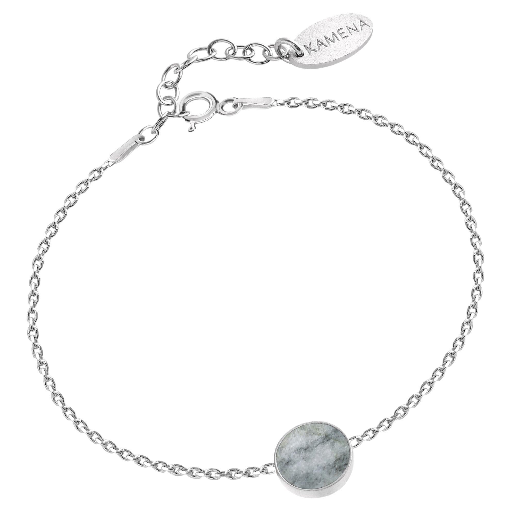 Sterling silver bracelet with natural grey stone Dolomite Picasso For Sale