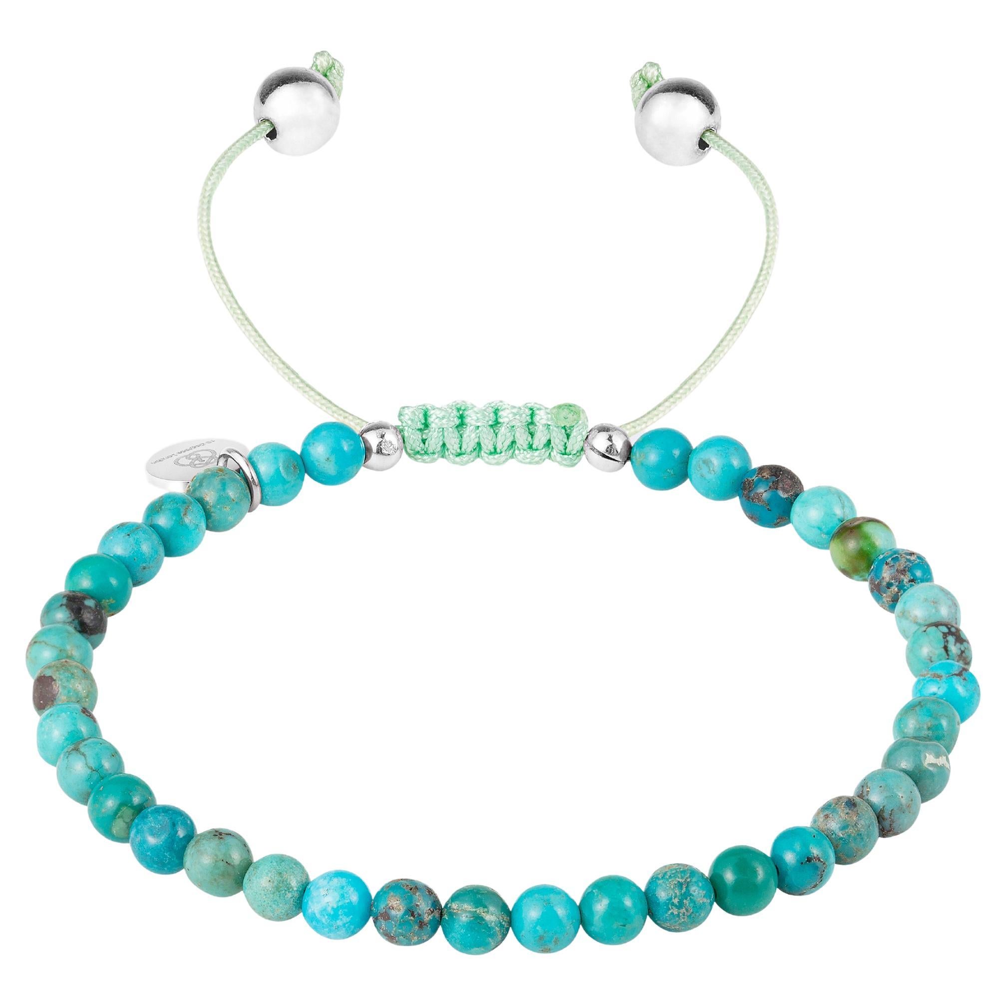 Bracelet with mini natural turquoise beads For Sale