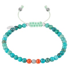 Beaded bracelet with mini natural turquoise and diamond beads