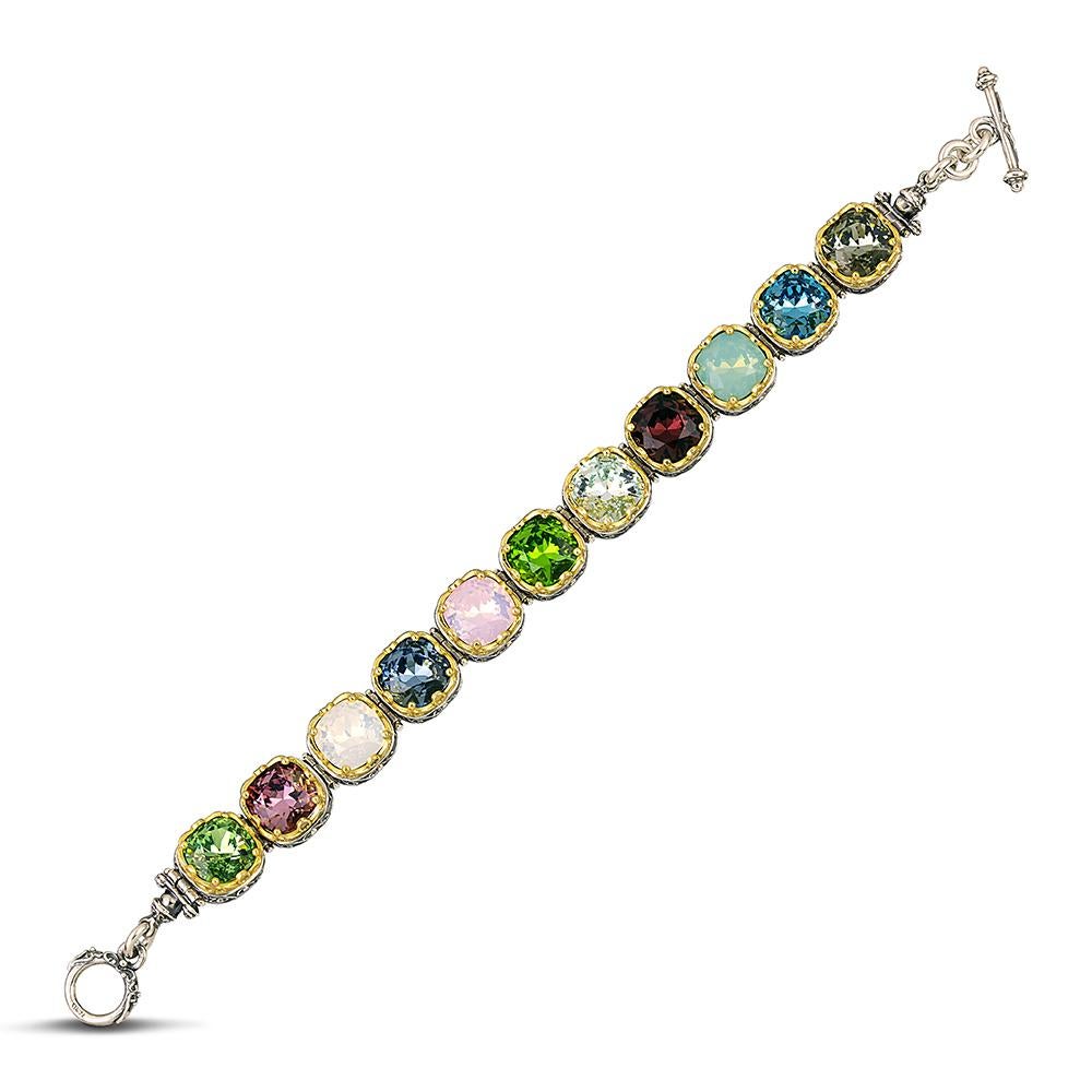 Byzantine Link Bracelet with Multicolor Crystals, Dimitrios Exclusive B290 For Sale