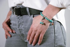 Bracelet with natural turquoise and Tahiti pearls