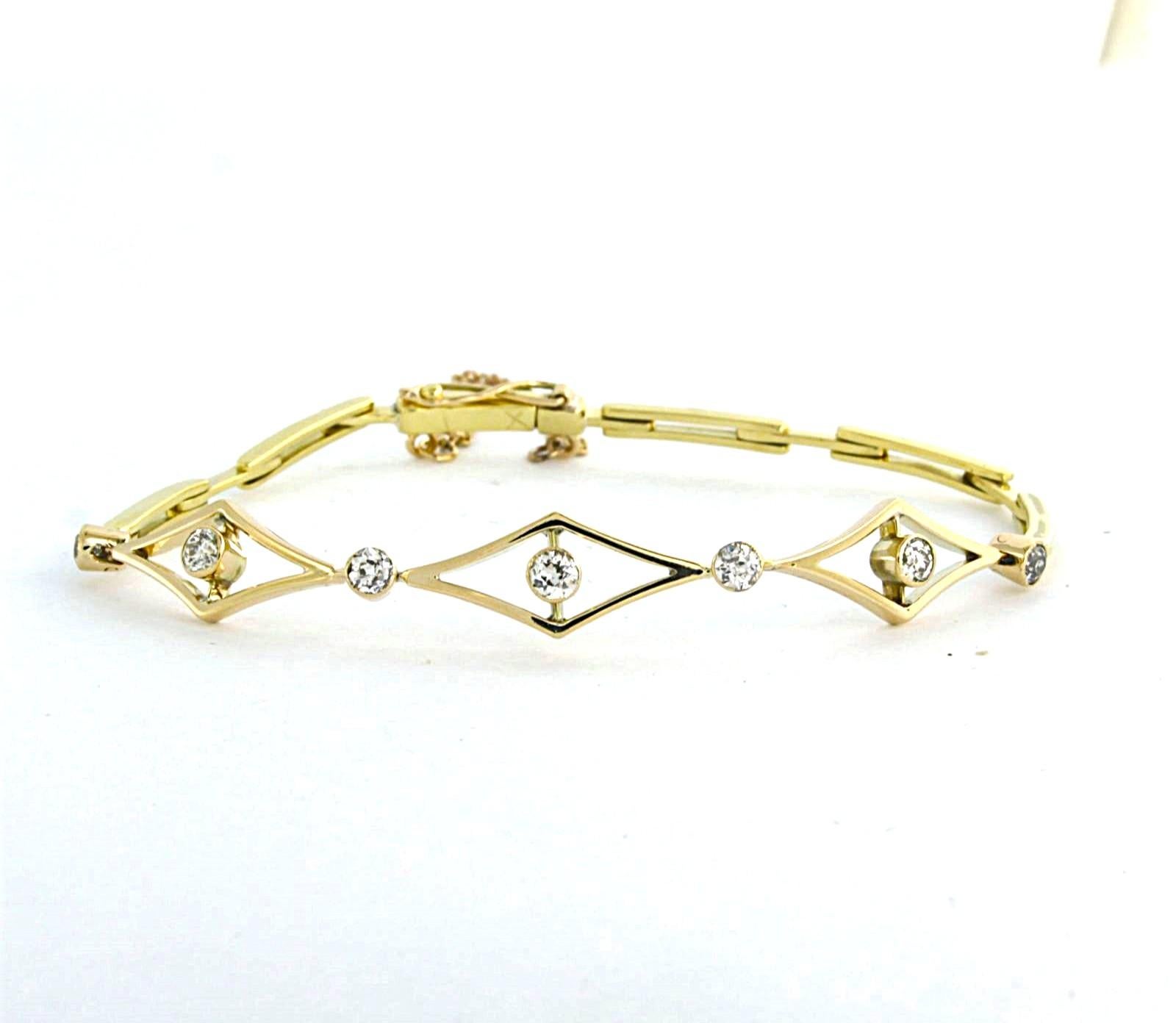 Moderne Bracelet avec diamants de taille ancienne jusqu'à 1,00ct or 14k 9,7 grammes en vente