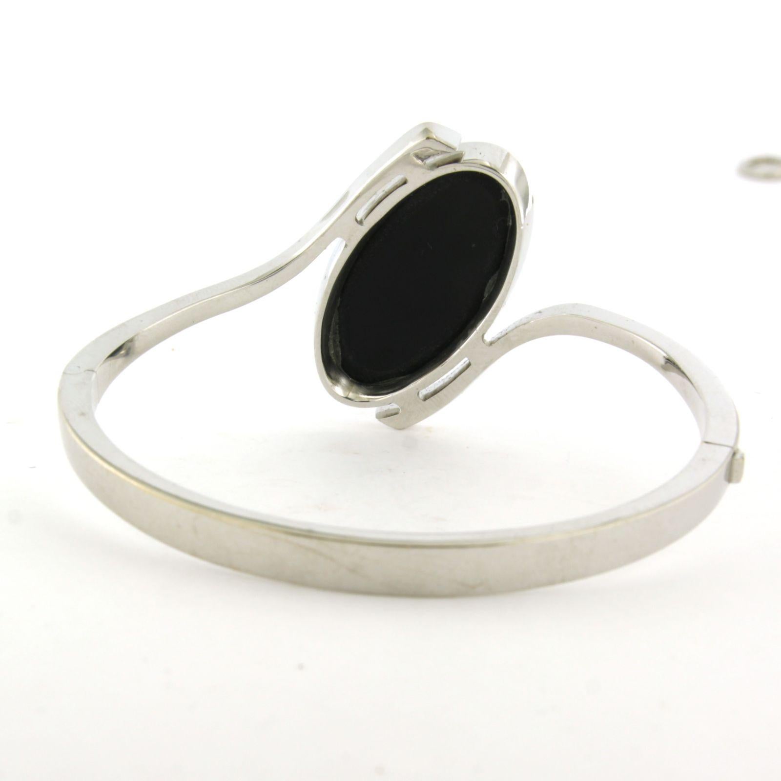 Donna Bracciale con opale e diamante taglio singolo fino a 0,40 carati 26,4 grammi oro bianco 18 carati in vendita