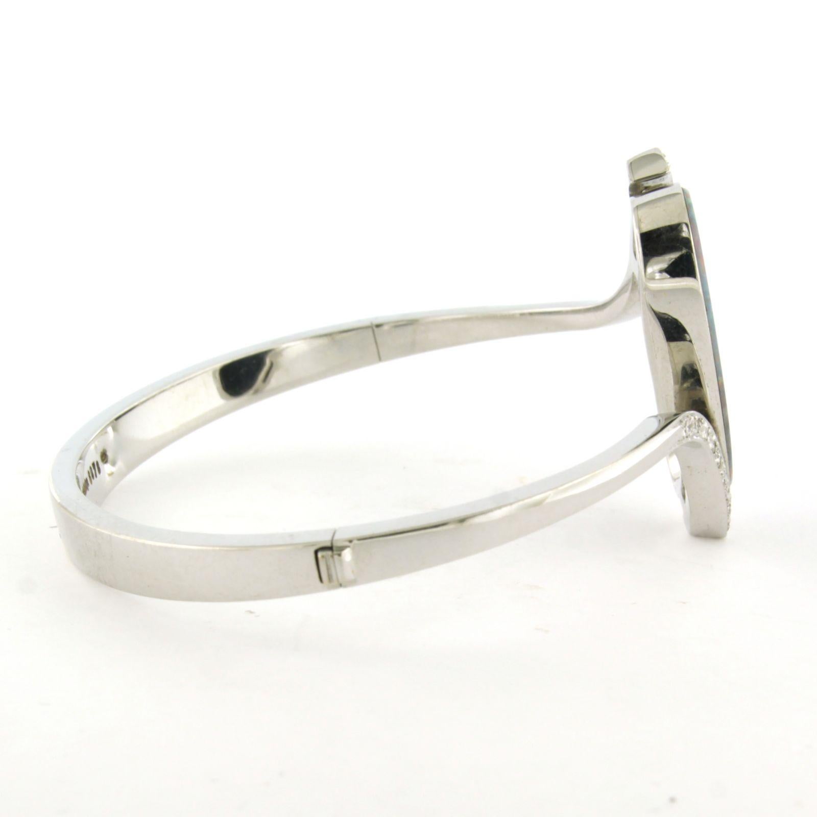 Bracciale con opale e diamante taglio singolo fino a 0,40 carati 26,4 grammi oro bianco 18 carati in vendita 1