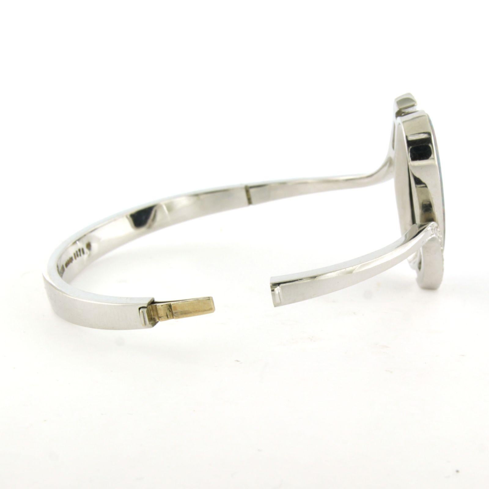 Bracciale con opale e diamante taglio singolo fino a 0,40 carati 26,4 grammi oro bianco 18 carati in vendita 3