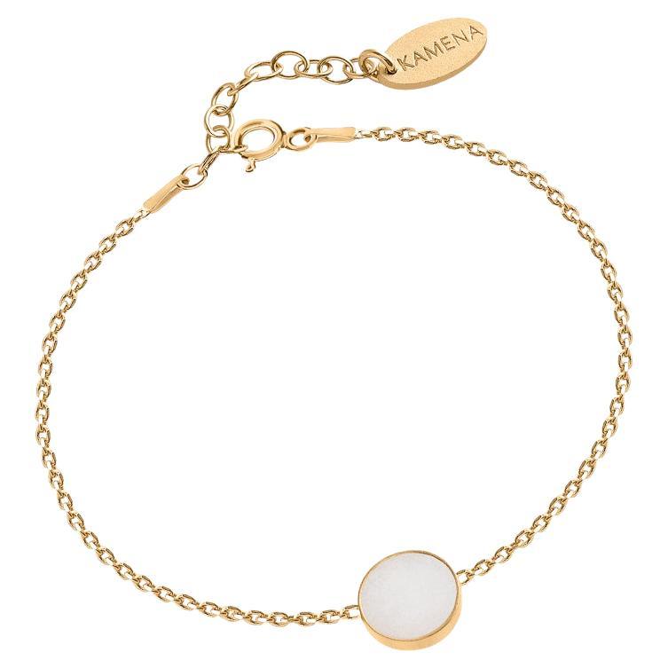 Delicate gold bracelet with natural white opal For Sale