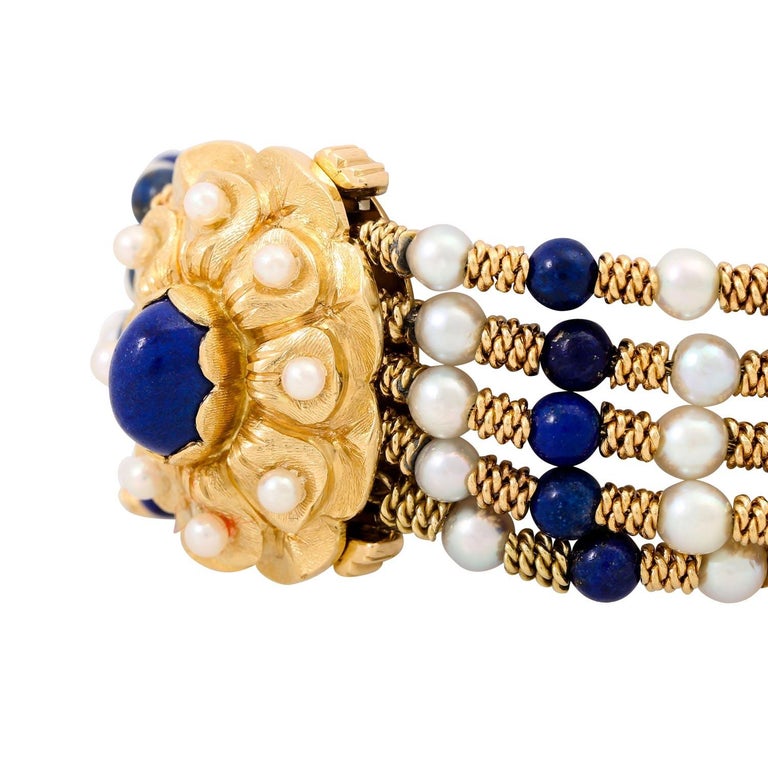 Bracelet with Pearls and Lapislazuli For Sale at 1stDibs