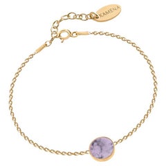 Gold bracelet with natural pink stone rodingite