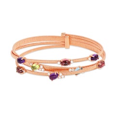 Bracelet with Rainbow Semi-Precious Stones and Diamonds Drops