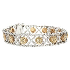 Bracelet with Round Natural Yellow Diamonds and White Diamonds in 18K Gold