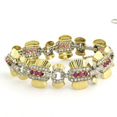 Armband mit Rubin und Diamanten im Einzelschliff bis zu 4,00ct 18k Gold und Platin