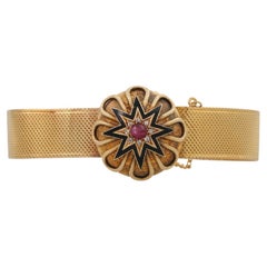 Bracelet with Ruby, Diamond Roses and Enamel