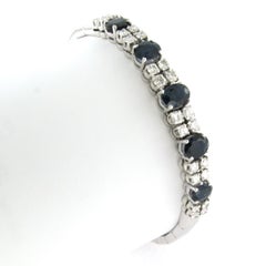 Bracelet with Sapphire and brilliant cut diamond up to 1.40ct 18k gold 18.4 gram