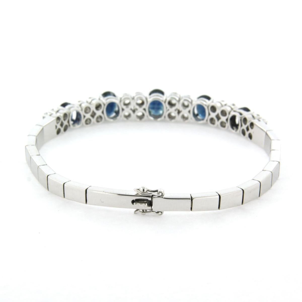 Pulsera con zafiro y diamante talla brillante hasta 1,40ct Oro de 18k 18,4 gramos en Excelente estado para la venta en The Hague, ZH