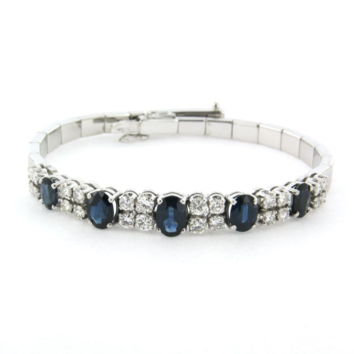 Pulsera con zafiro y diamante talla brillante hasta 1,40ct Oro de 18k 18,4 gramos en venta 1