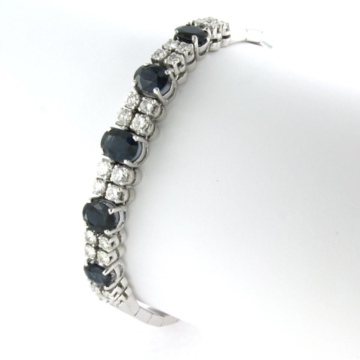 Pulsera con zafiro y diamante talla brillante hasta 1,40ct Oro de 18k 18,4 gramos en venta 2