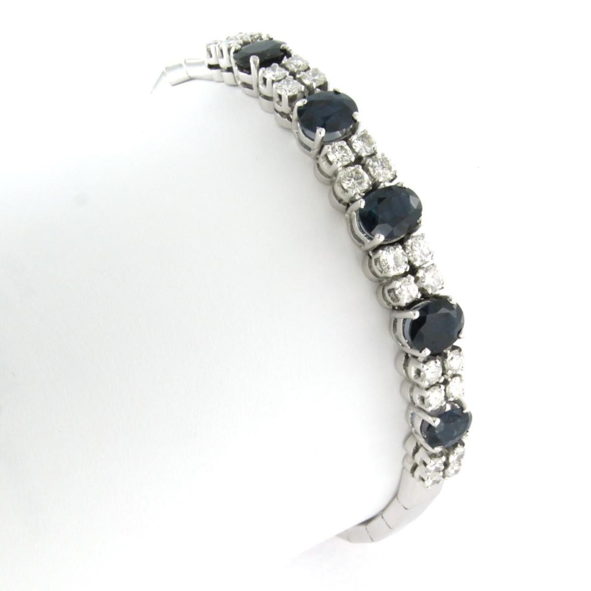 Pulsera con zafiro y diamante talla brillante hasta 1,40ct Oro de 18k 18,4 gramos en venta 3