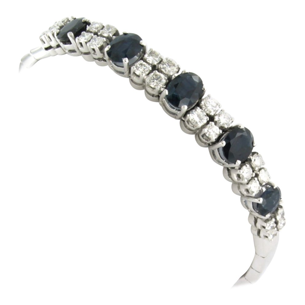 Bracelet with Sapphire and brilliant cut diamond up to 1.40ct 18k gold 18.4 gram For Sale