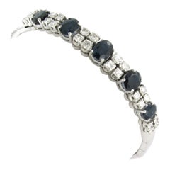 Bracelet with Sapphire and brilliant cut diamond up to 1.40ct 18k gold 18.4 gram