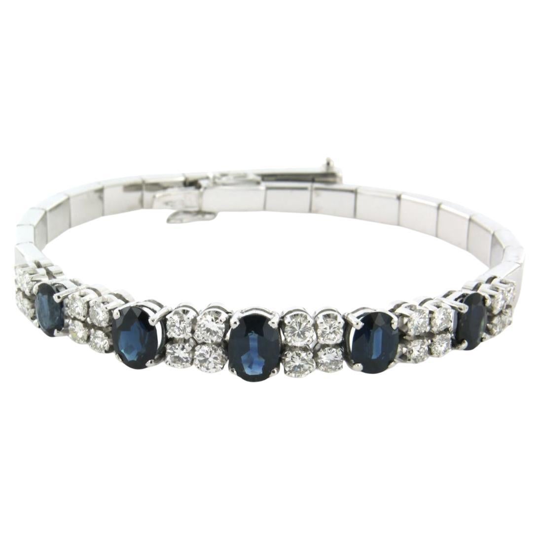 Pulsera con zafiro y diamante talla brillante hasta 1,40ct Oro de 18k 18,4 gramos en venta