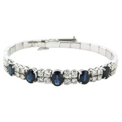 Bracelet with Sapphire and brilliant cut diamond up to 1.40ct 18k gold 18.4 gram