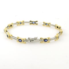 Bracelet with sapphire and brilliant cut diamonds up to 0.50ct 18k gold 159 gram