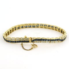 Bracelet with sapphire and brilliant cut diamonds up to 1.00ct 18k gold 19.7 gr