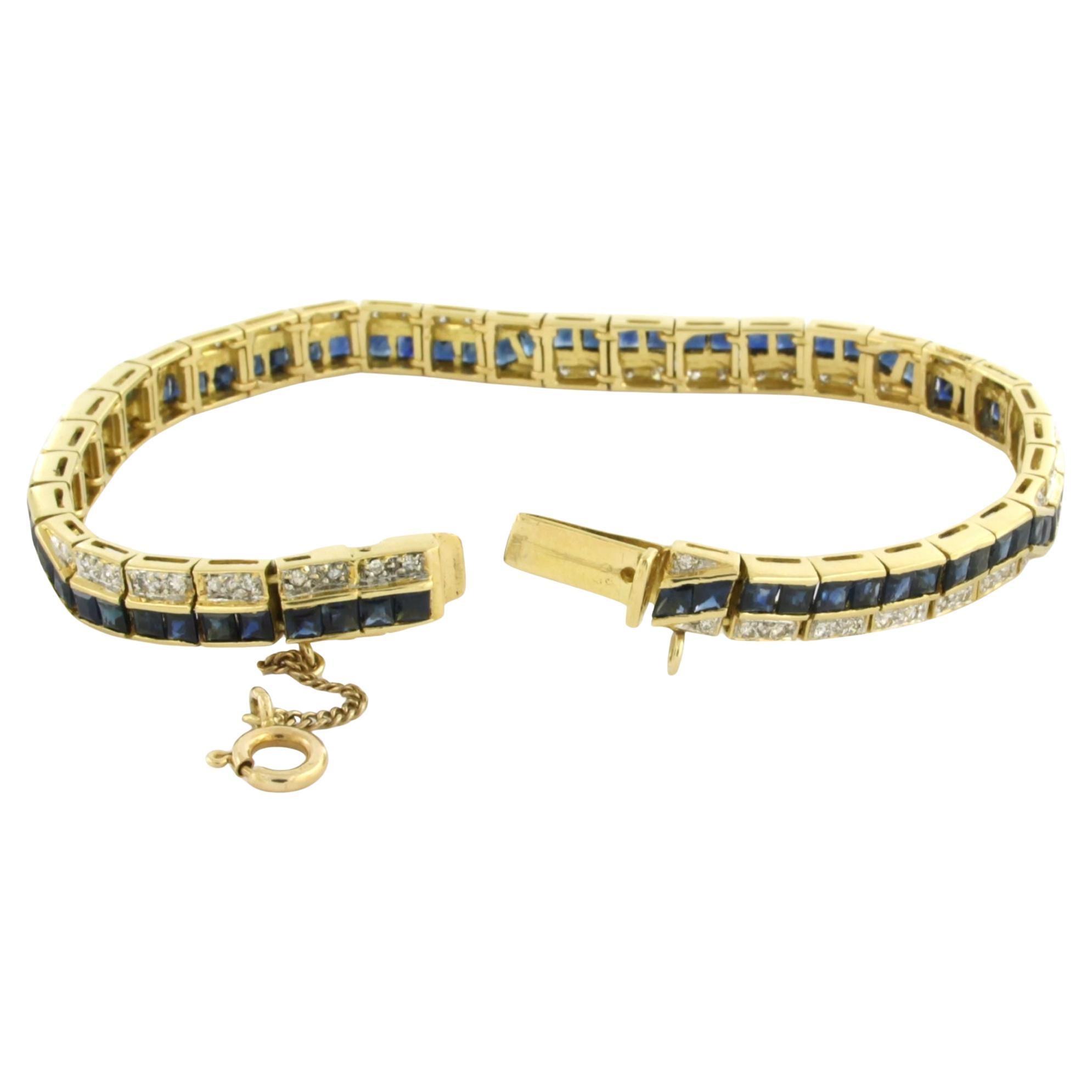 Bracelet with sapphire and brilliant cut diamonds up to 1.00ct 18k gold 19.7 gr