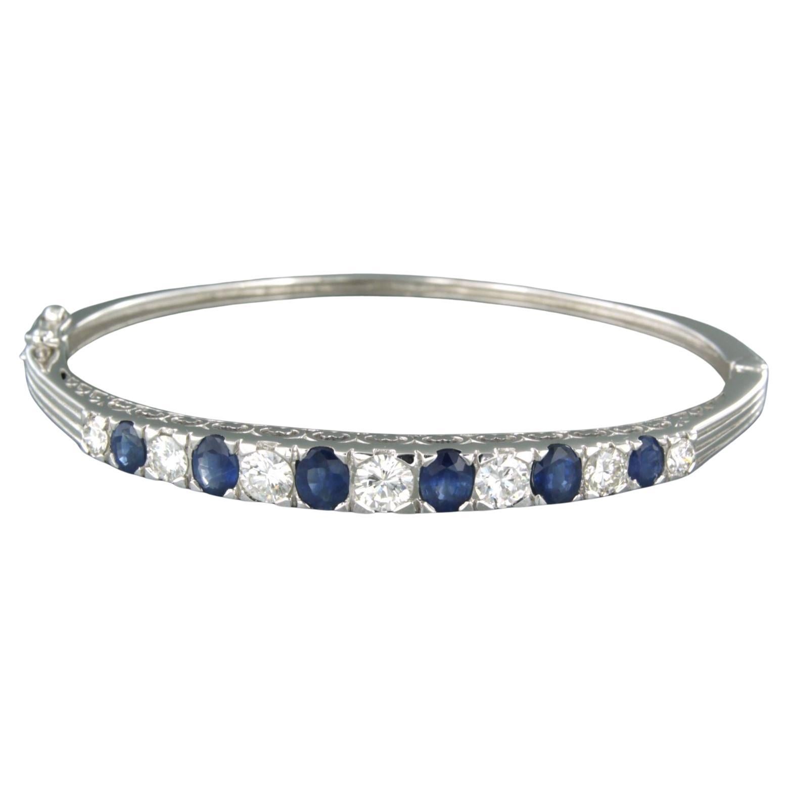Bracelet with Sapphire and brilliant cut diamonds up to 1.35ct. 14k white gold
