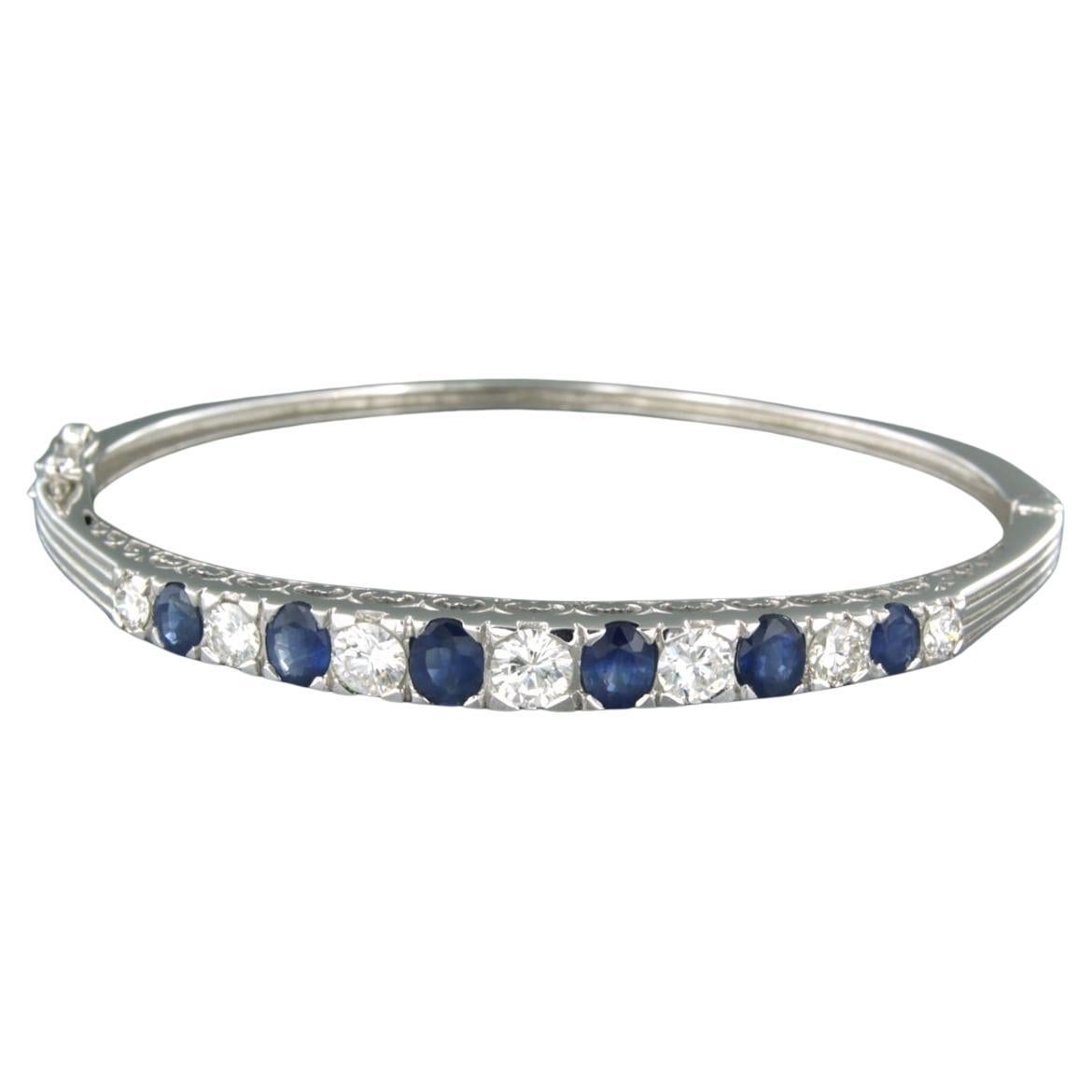 Brilliante avec saphir et diamants taille brillant jusqu'à 1.95ct or 14k 11.8 gr
