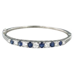 Brilliante avec saphir et diamants taille brillant jusqu'à 1.95ct or 14k 11.8 gr