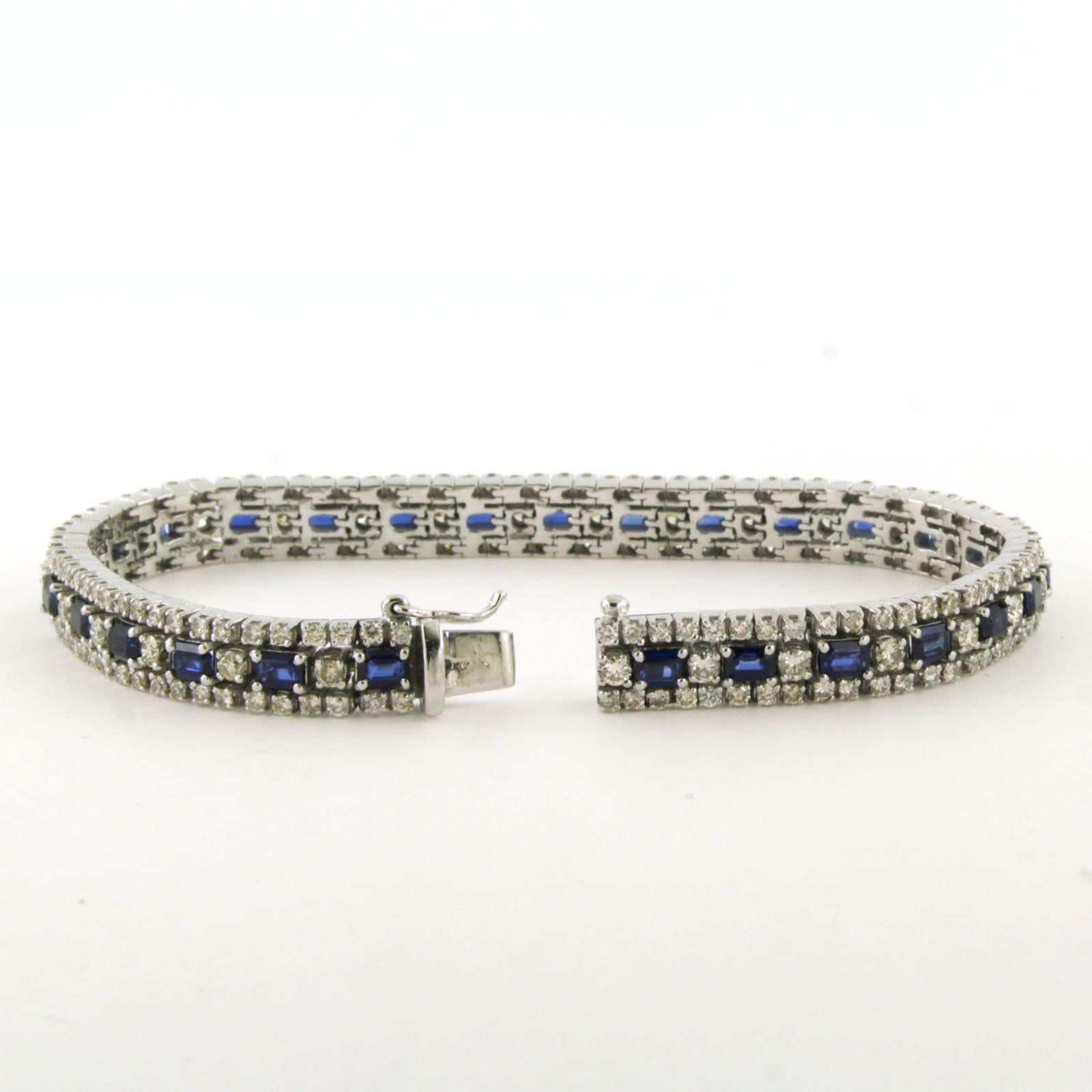 Brilliant Cut Bracelet with sapphire and brilliant cut diamonds up to 5.00ct 18k gold For Sale